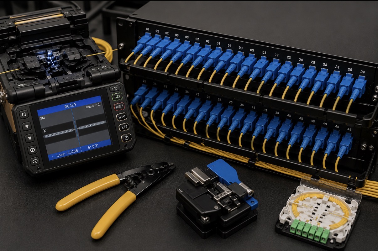 Fibre optic splicing and termination equipment