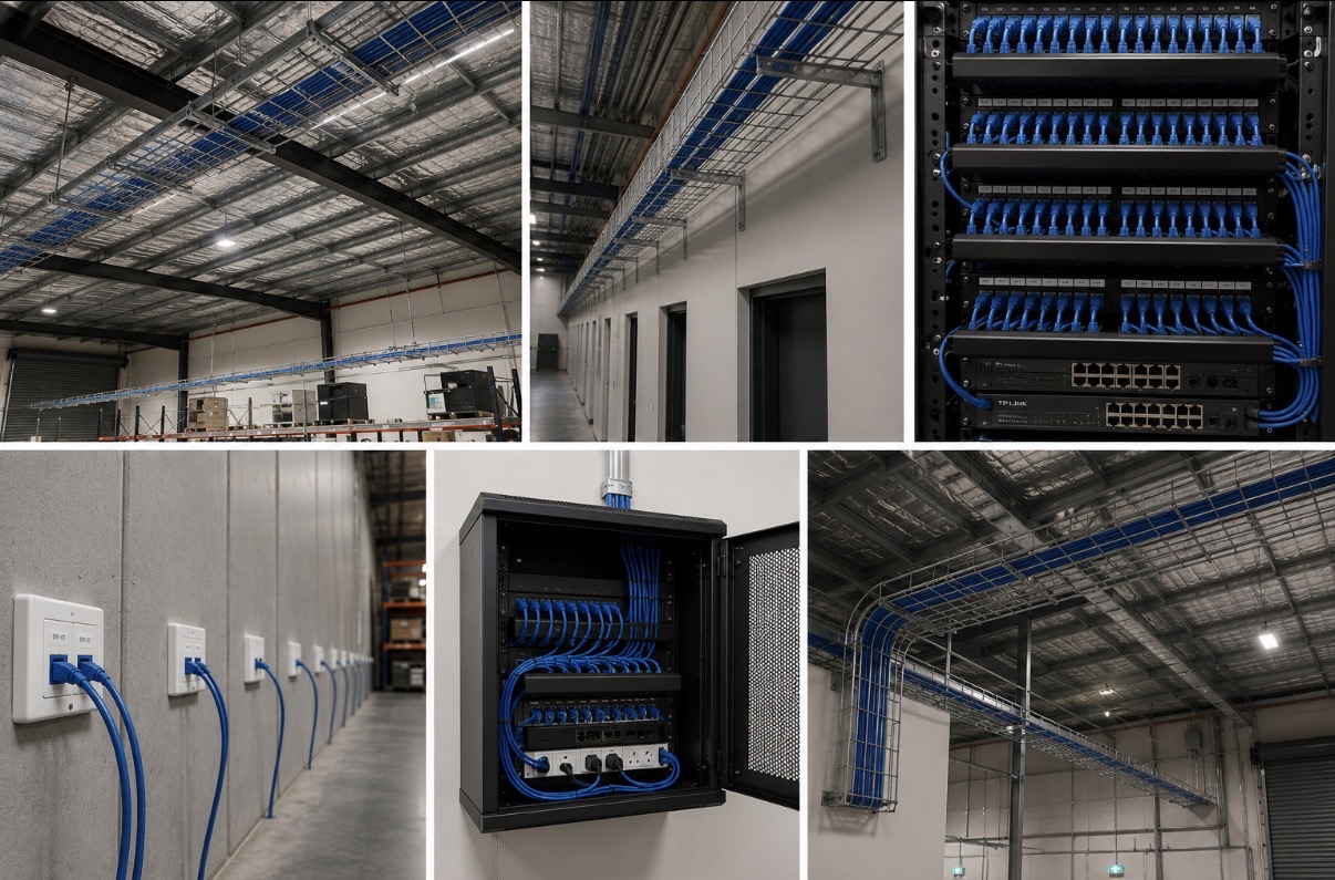 Industrial warehouse — cable tray & patch panel
