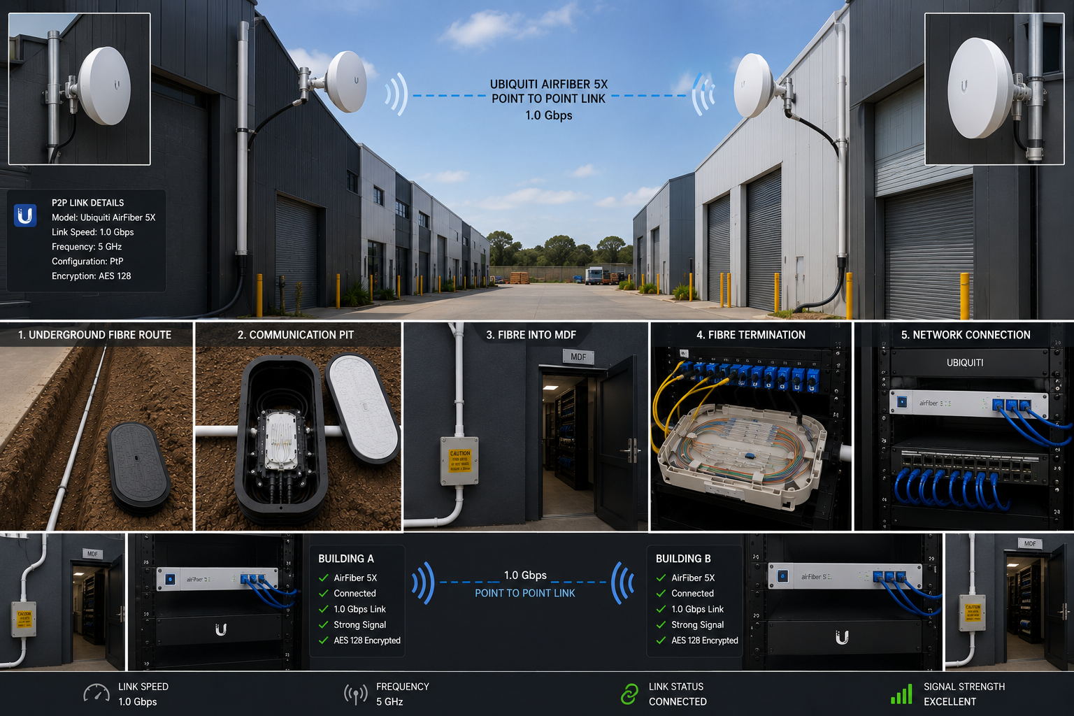 Ubiquiti AirFiber 5X — 1.0 Gbps point-to-point link