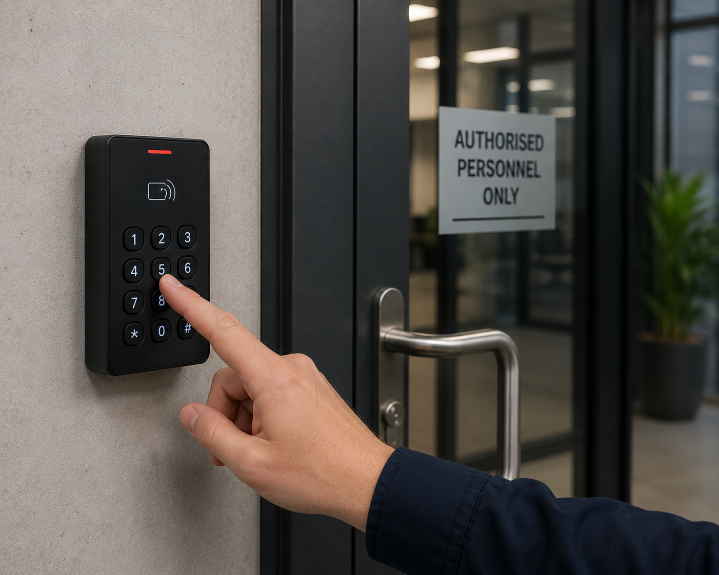 Access control keypad — authorised personnel entry